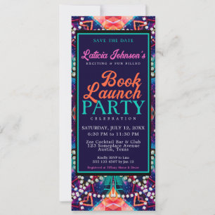 Convites Lançamento do Livro Diamond Pearls Aqua Blue Boho