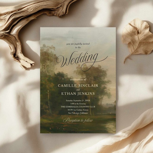 Convites Landscape Art Wedding Invitation (Old Money Elegant Wedding Invitation)