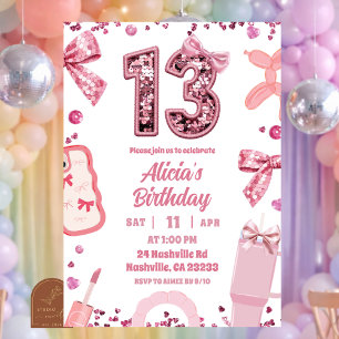 Convites Lantejoulas Arco Rosa Aniversário de adolescente