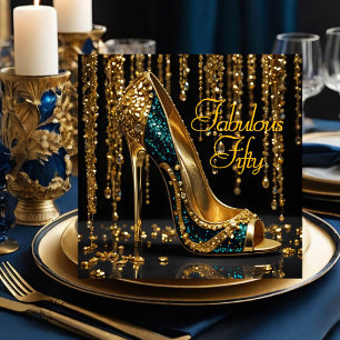 Convites Lantejoulas de salto alto fabulosas azul dourado