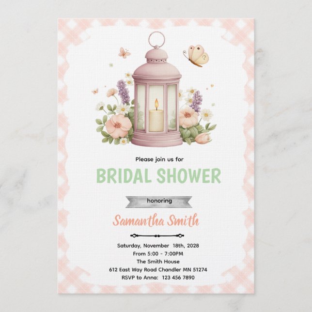 Convites Lantern Bridal Shower Invitation (Frente)