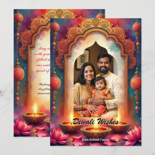 Convites Lantern Glow Diwali Greeting Card (Frente/Verso)