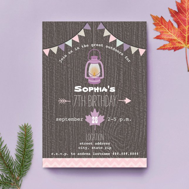 Convites Lanterna acampando ao ar livre Festa de aniversári (Criador carregado)