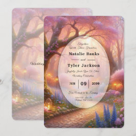 Convites Lanterna de Casamento de Caminho de Jardim Pastel