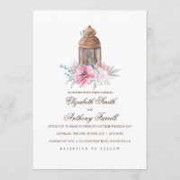 Lanterna de Lâmpada de Vela - Casamento de Aquarel