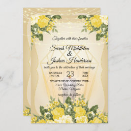 Convites Lanterna Dourada e Casamento de Flor Amarela