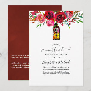 Convites Lanterna Floral Aquarela Casamento Virtual Online