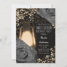 Lanterna Rustic Glow Cinza Quente Rosas Festa Aniv