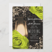 Lanterna Rustic Glow Rosas Chartreuse Casamento