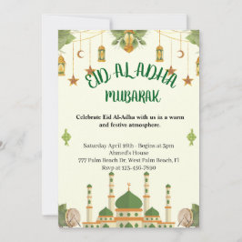 Convites Lanternas da Mesquita Verde Festa do Eid Al-Adha