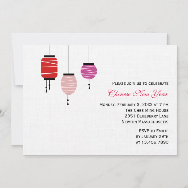 Convites Lanternas do Ano Novo Chinês (Frente)