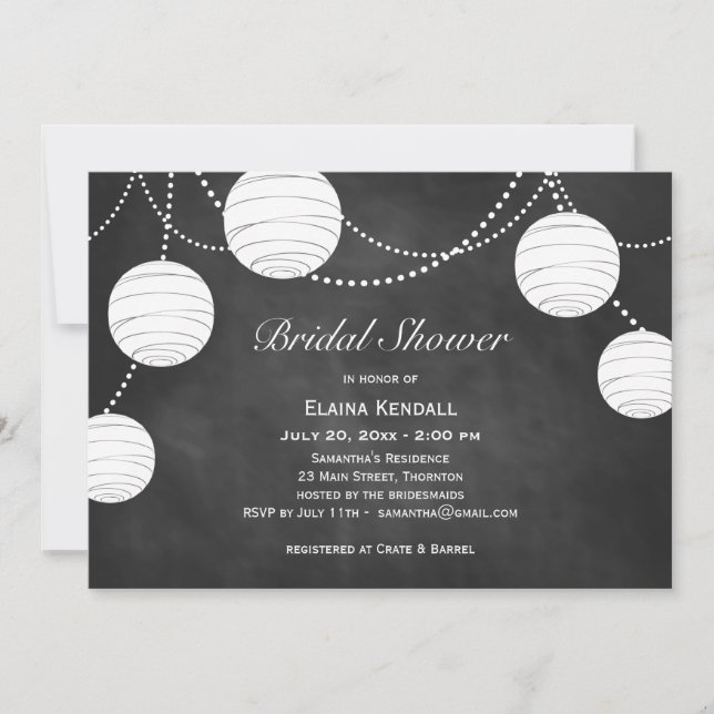 Convites Lanternas do Chá de panela do Chalk (Frente)