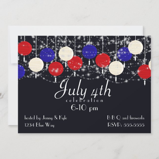 Convites Lanternas do Globo Azul Branco Vermelho (Frente)