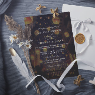 Convites Lanternas Emaranhadas Casamento Chic Moderno Elega