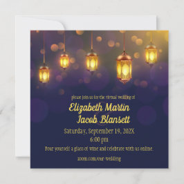 Convites Lanternas Fanáticas no Casamento Virtual Roxo