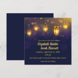 Convites Lanternas Fanáticas no Casamento Virtual Roxo