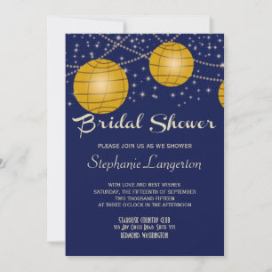 Convites Lanternas Festivas com Azul escuro e Amarelo âmba