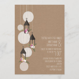 Convites Lanternas florais inspiradas Cardstock que Wedding
