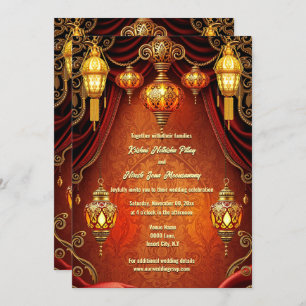 Convites Lanternas índias decorativas de ouro laranja luxuo