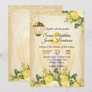 Convites Lanternas ouros e Casamento Amarelo da Flor