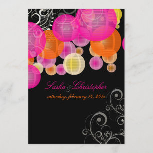 Convites Lanternas rosa+laranja da PixDezines