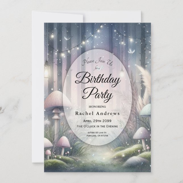 Convites Lanternlight Sonha Floresta Encantada (Frente)