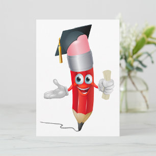 Convites Lápis de Formatura Personagem Segurando Diploma
