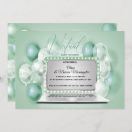 Convites Laptop Verde Virtual Gênero Chá de fraldas Neutro