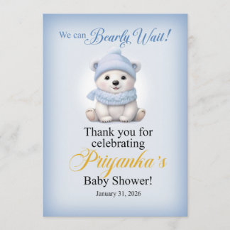 Convites LAQUITA polar bear Baby Shower sign for Priyanka