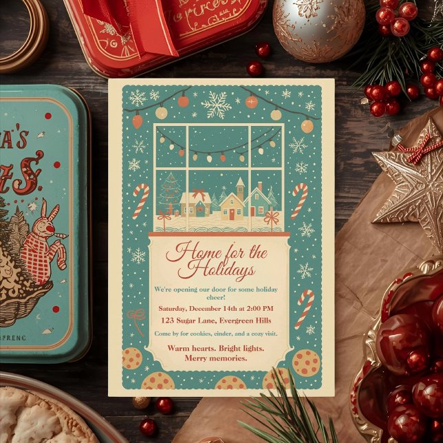 Convites Lar Vintage Retro para as Festividades (Criador carregado)