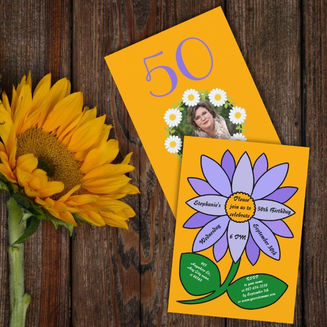 Convites Laranja 50º Aniversário Simples (Criador carregado)