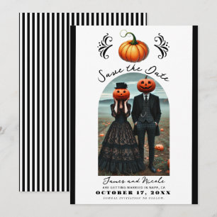 Convites Laranja Abóbora Halloween Outono Foto Salve a Data