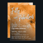 Convites Laranja Aquarela Brilhante Cinquenta e Fabuloso<br><div class="desc">Esta design é para os novos 50 anos, cujo estilo é um pouco mais casual e um pouco mais artístico do que algumas das ofertas tradicionais dos Grandes Cinco. As palavras "Cinquenta e Fabuloso" foram redigidas numa letra moderna, escrita à mão, e foi acrescentada uma sombra ousada. Esse gráfico foi...</div>