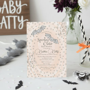 Convites Laranja Bats Spooky Chá de fraldas Bonito