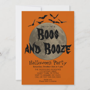 Convites Laranja Black Boos e Booze Halloween