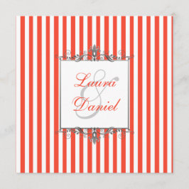 Convites Laranja, Branco, Cinzas Prateadas Rolha Convidar