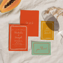 Laranja Brilhante Escrito À Mão Casamento Único I