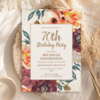 Laranja Burgundy Queda Floral Dourada Glitter 70