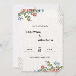 Convites Laranja Cinzento Claro e Flores de Aquarela Amarel