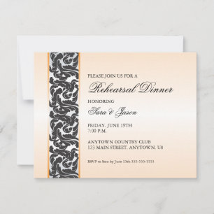 Convites Laranja com Janto de ensaio de fita suave preta