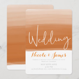 Convites Laranja Coral Melão Aquarela Casamento Glam Modern