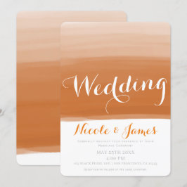 Convites Laranja Coral Melão Aquarela Casamento Glam Modern
