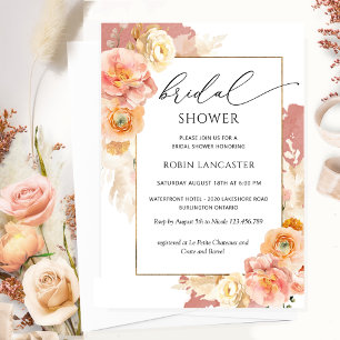 Convites Laranja de ferrugem e Chá de panela Floral de pêss