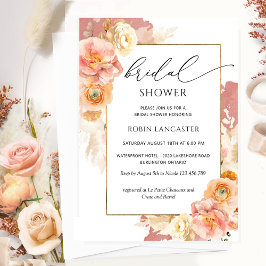 Convites Laranja de ferrugem e Chá de panela Floral de pêss