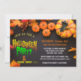 Convites Laranja do preto do partido do traje do Dia das