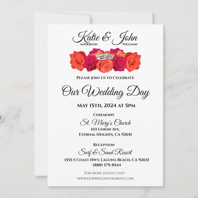 Convites Laranja e Brilhante-Rosa e Brilhância (Frente)