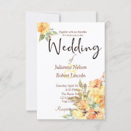 Convites Laranja e cor d'água amarela, invita floral