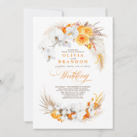 Laranja e Orquídeas Brancas Flores Boho Casamento