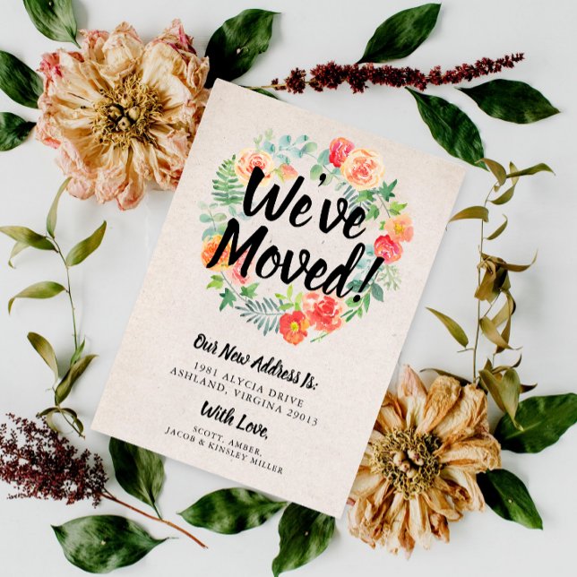 Convites Laranja Floral Wreath que nós movemos (Criador carregado)