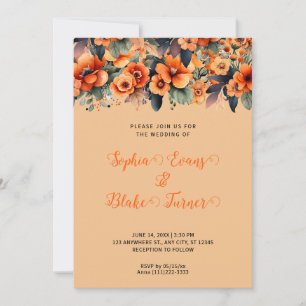 Convites Laranja Flores Selvagens Acordo Laranja Casamento